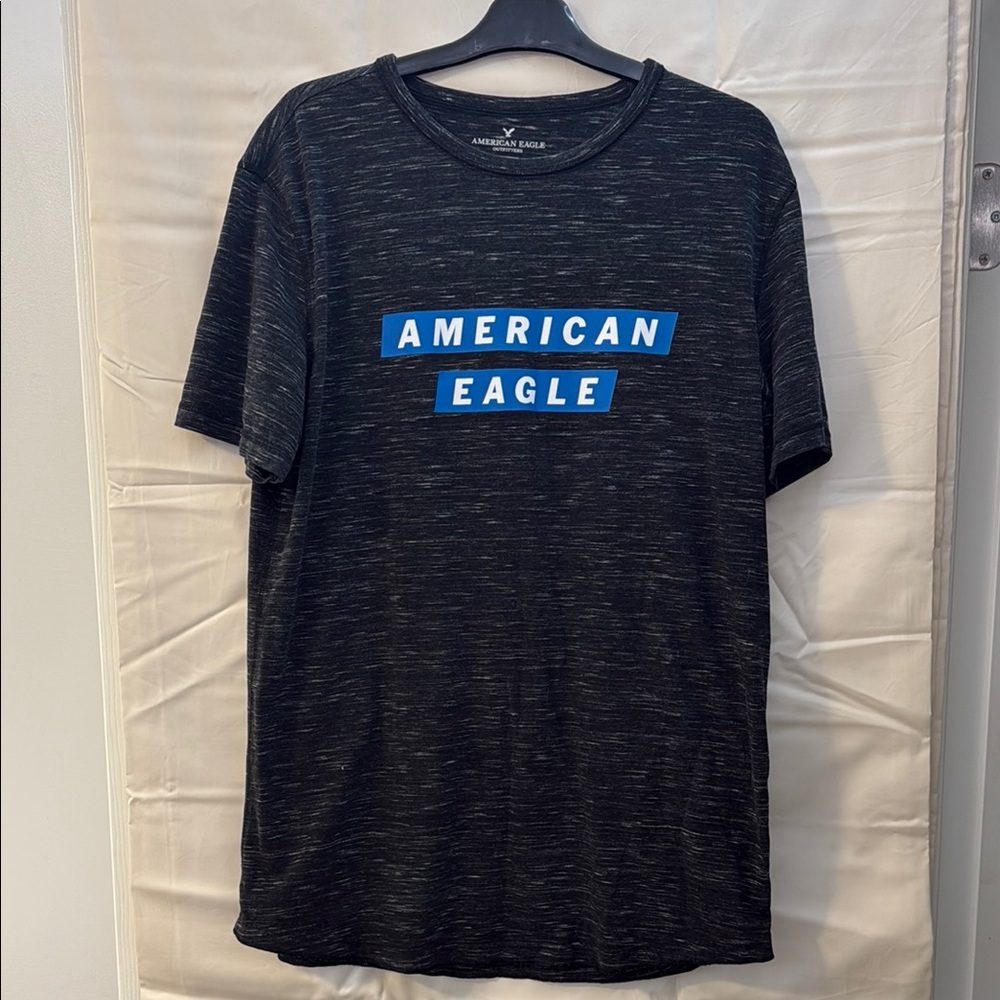 American Eagle Outfitters Black Tee with Blue Logo